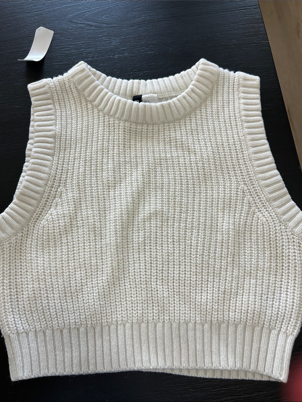Divided Cream Ribbed Knit Sleeveless Crop Top